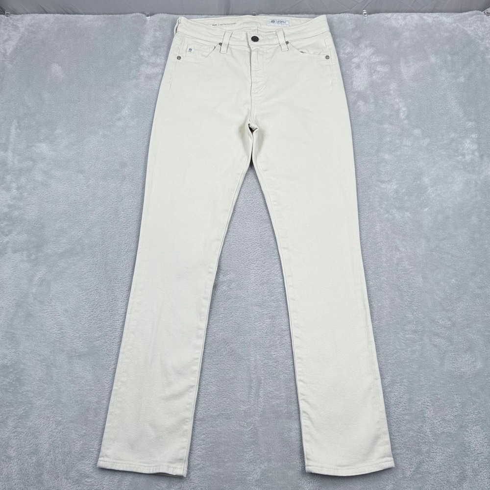 AG Jeans Mari Slim Straight Women 27 Ivory High Rise Stretch Adriano Goldschmied